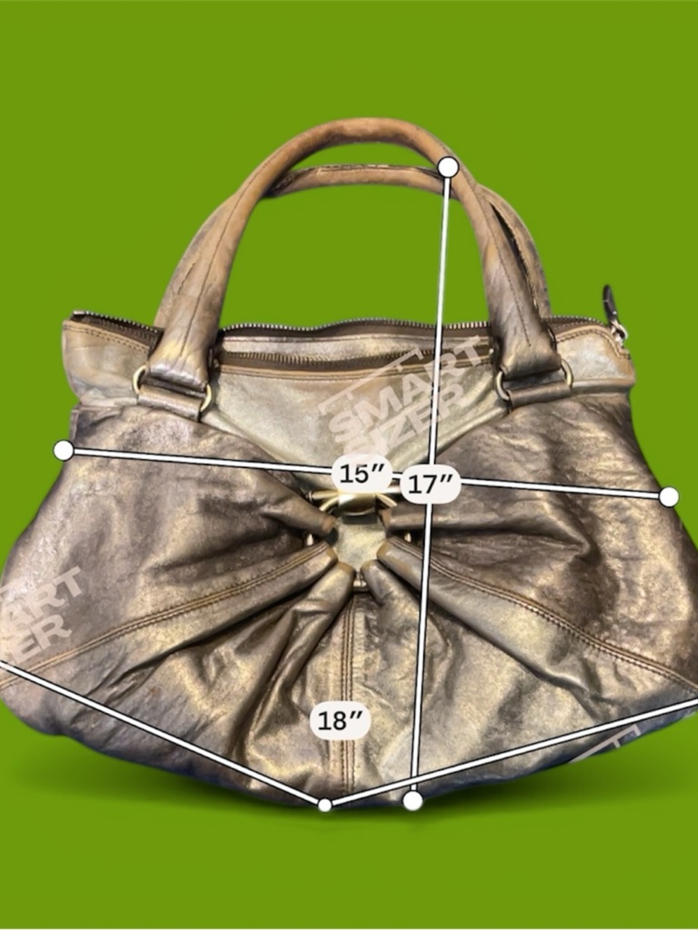 Salvatore Ferragamo Metallic Bronze Gathered Shoulder Bag - Picture 3 of 5